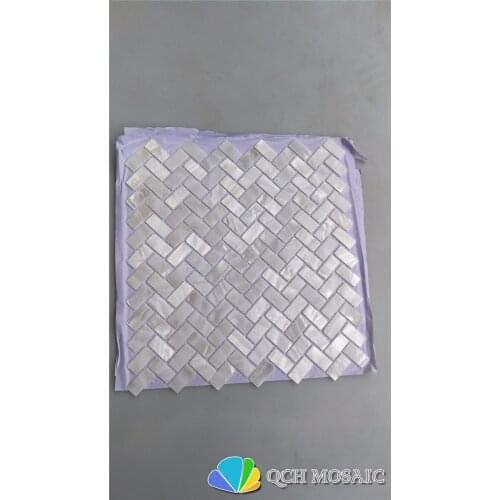 Freshwater shell white mother of pearl mosaic tile for backsplash and bathroom wall tile 11 square feet/lot herringbone pattern