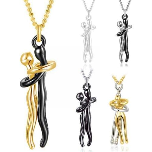 Fashion Couple Hug Pendant Necklace Lovers Necklace Jewelry For Wife Gift Forever Girlfriends Together Lovers Charm B2L6