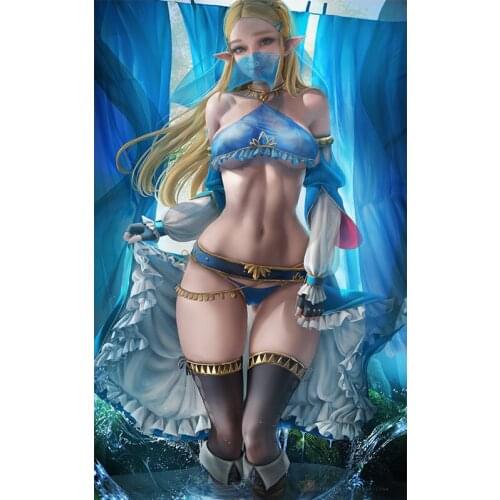 Print Game Blue Elve Princess Sexy Girl Art Canvas Poster Custom Painting 16x24 24x36 Inch Living Room Bedroom Home Wall Picture