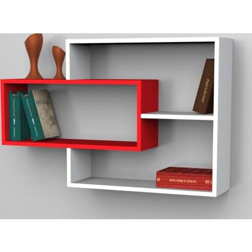 Shelf&Shelf MADE IN TURKEY Modern Shelf Decorative Red White Living Room Wood Wall Book Holder Organizer Bookshelf Rack Bookcase