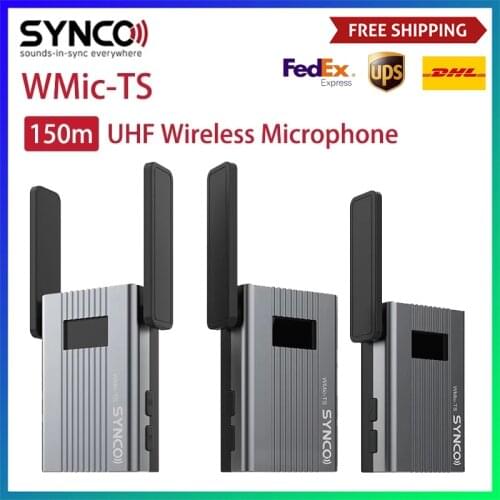 SYNCO WMic-TS Mini UHF Professional Wireless Microphone System 150m Dual Channel Transmission Distance Transmitter Receiver Kit