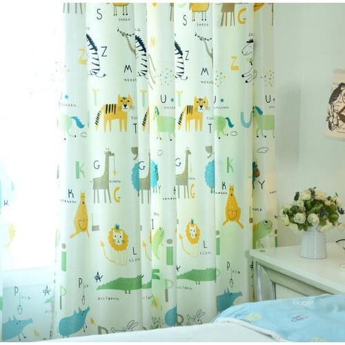Simple Modern Children Curtains for Bedroom Nordic Lovely Cartoon Animals Curtains for Living Dining Room