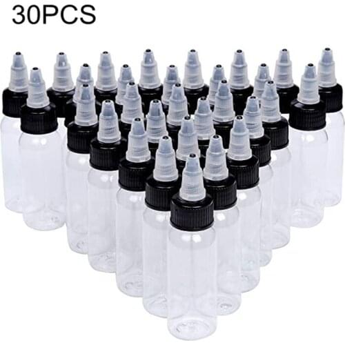 30ml Empty Tattoo Ink Bottles 30pcs Tattoo Twist Cap Plastic Clear Transparent Tattoo Pigment Tattoo Accessories Tattoo Bottle