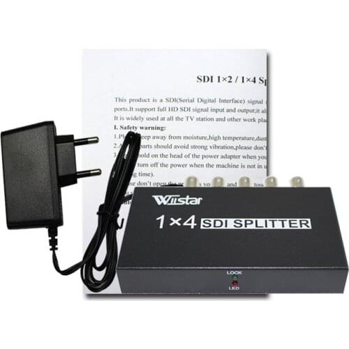 Wiistar SDI Splitter 1x4 Distribution Extender, Support SD-SDI,HD-SDI and 3G-SDI and distribute to 4 simultanous SDI output
