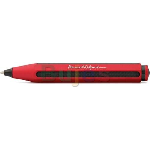 Kaweco AC Carbon Sports Ballpoint Pen Made of Aluminium IN Champagne/silvery/black/red,0.5mm,Superior Quality