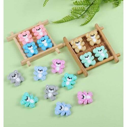 Sunrony 50pcs BPA Free Animal Silicone Beads Baby Teething Necklace Toy Animal Food Grade Silicone Cartoon Nursing Tiny Rod