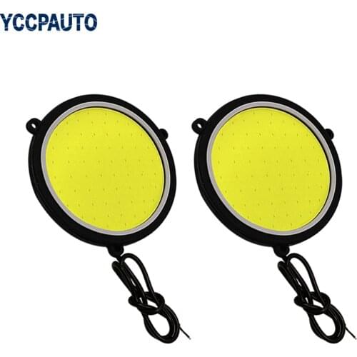 YCCPAUTO 2Pcs High Power COB LED Daytime Running Light DRL White Round LED Car Fog Lights Driving Lamp 12V Car Lights