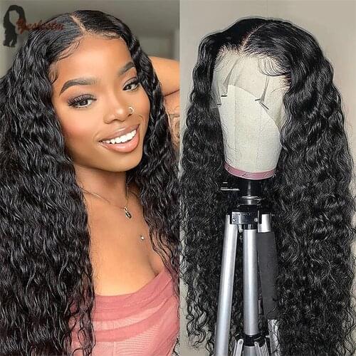 Yeslestm Hair Water Wave Wig 4x4x1 Lace Front Human Hair Wigs T Part Lace Front Wigs For Women Brazilian Remy Hair Natural color