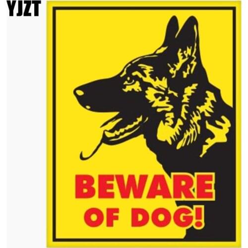 YJZT 12.7CM*16CM German Shepherd Beware Of Dog Sign Car Window Reflective Car Sticker C1-7663