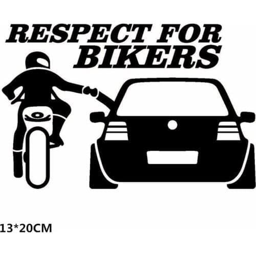 Funny Car Sticker RESPECT FOR BIKERS Auto Motorcycle Decal Vinyl for VW BMW Ford Benz Mazda Renault Peugeot Opel Toyota Kia Audi