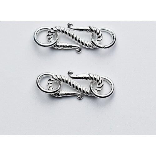 100% 925 Sterling Silver S Connection Clasps With Rings 9x7mm High Quality Necklace Bracelet Clasp Hooks DIY Fine Jewelry Making
