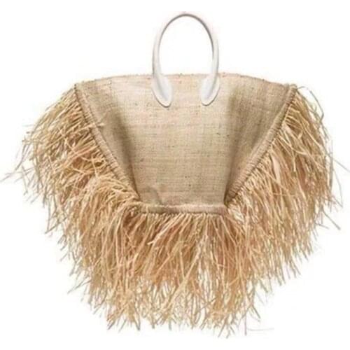 2019 Fashion New tassel Handbag High quality Straw bag Women beach woven bag Tote fringed beach woven Shoulder Travel bag