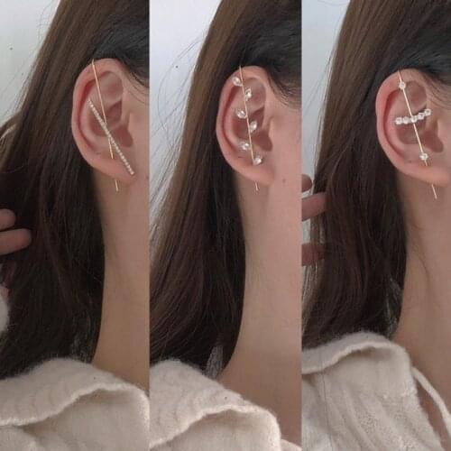 New Ear Needle Wrap Crawler Hook Earrings for Women Surround Auricle Diagonal Stud Copper Inlaid Zircon Piercing Earrings /1 Pc