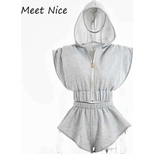 2 Two Piece Set Women Hooded Crop Top+Shorts Set Summer Loose Bat Sleeve Hoodies Sports Shorts Set Tracksuit Conjunto Feminino