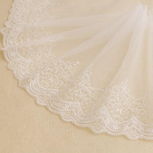 1yard 26cm Width Beige High Quality Clothing Material DIY Craft Wedding Embroidery Lace Trim