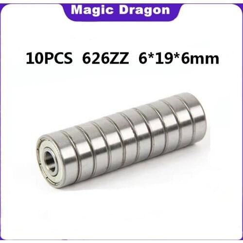 10PCS/Lot ABEC-5 626 ZZ Double Shielded Miniature High-carbon Steel Single Row Deep Groove Ball Bearing 6x19x6 MM