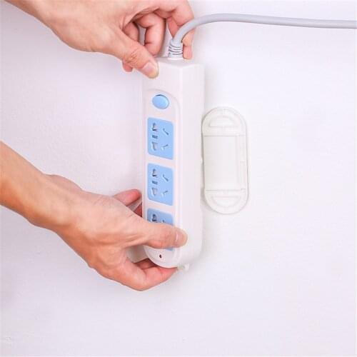 2 Sets Punch-free Socket Holder Sticky Wall Mounted Socket Fixer Wire Organizer Home Office Accessories Desk Set