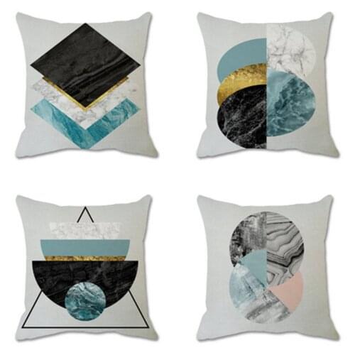 2pcs/set Nordic Style Marble Texture Pattern Pillowcase Flax Throw Pillow Case Cushion Cover for Home Sofa Background Decoration