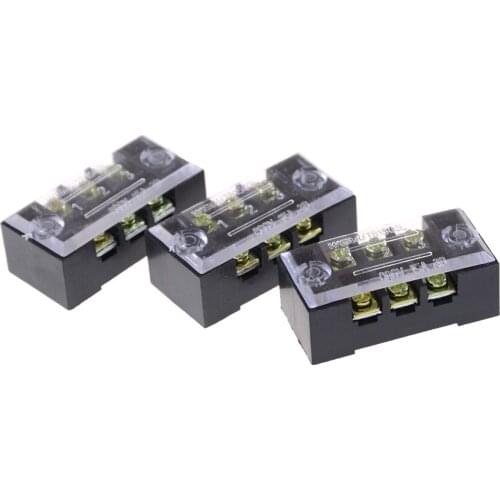 3pcs/lot Dual Row 3 Position Screw Terminal Block Strip 600V 15A w Cover TB-1503 New Barrier Terminal Block