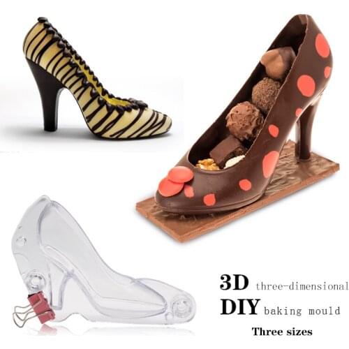 3D three-dimensional ladies high heel shape chocolate mold DIY fudge sugar paste cake plastic mold baking cake decoration tool