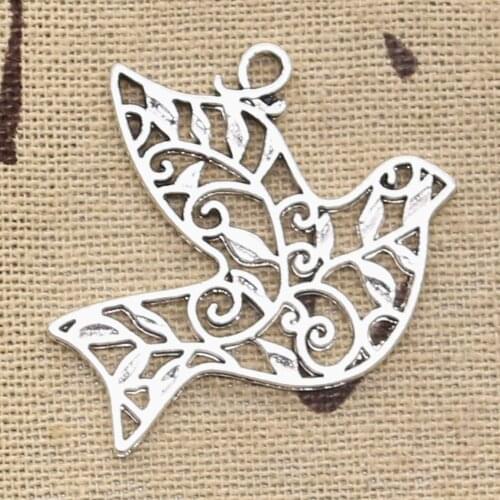 6pcs Charms Hollow Peace Dove 36x32mm Antique Making Pendant fit,Vintage Tibetan Bronze Silver color,DIY Handmade Jewelry