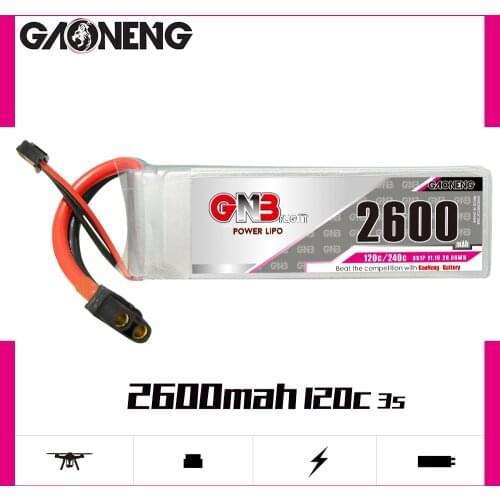 Newest GAONENG GNB 2600mAh 3S 11.1V 120C/240C Lipo Battery With XT60 Plug For RC Helicopter Quadcopter FPV Racing Drone Parts