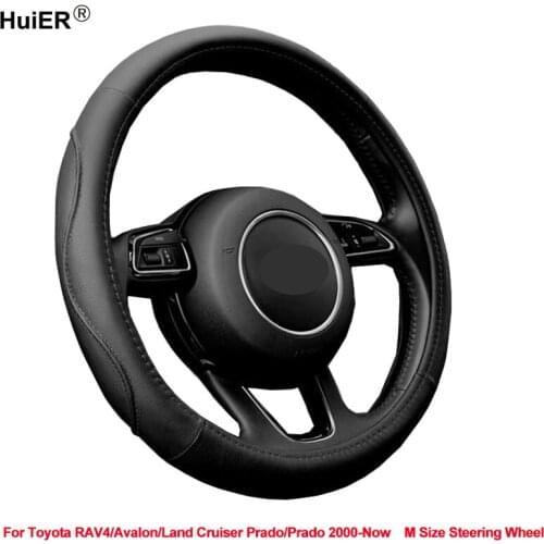 Auto Car Steering Wheel Cover Wrap For Toyota RAV4 RAV 4 Avalon Land Cruiser Prado 2000 2001 2002 - Now M Size Steering Wheel