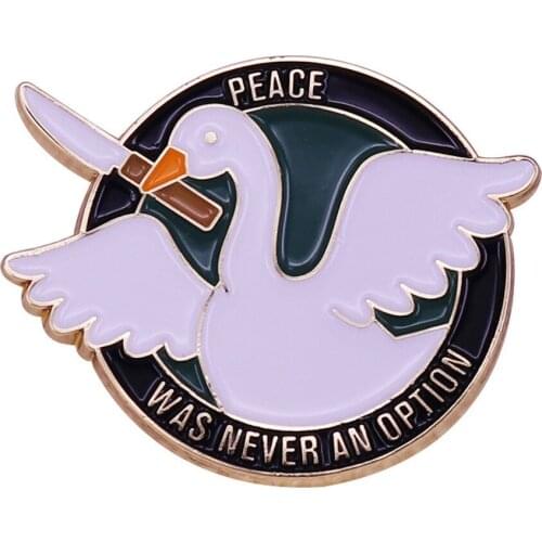 Untitled Goose Game Pinss Feminist Mischievous Criminal Funny Meme Brooches Infamous Killer Peace Was Never An Option Badge