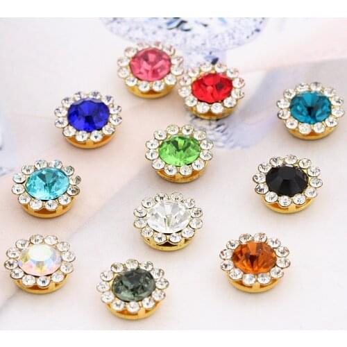 Glitter Mixed color round Rivoli Crystal Strass Sew-on Rhinestones With Sunflower Claws flatback Sew On Clothes for Diy Jewelry