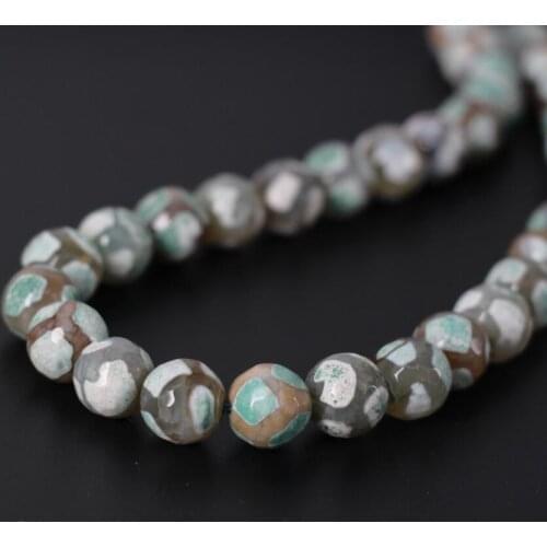 3Strand/Lot,Wholesale 12mm Dyed Green Football Tibetan Dzi Onxy Faceted Round Loose Beads,DIY Necklace Bracelet Jewelry Making