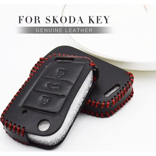 Genuine Leather Car Key Case Cover For Skoda Yeti Superb 2 Rapid Octavia 1 2 3 RS A5 Fabia 3 2 Karoq Kodiaq Key Fob Chain Holder