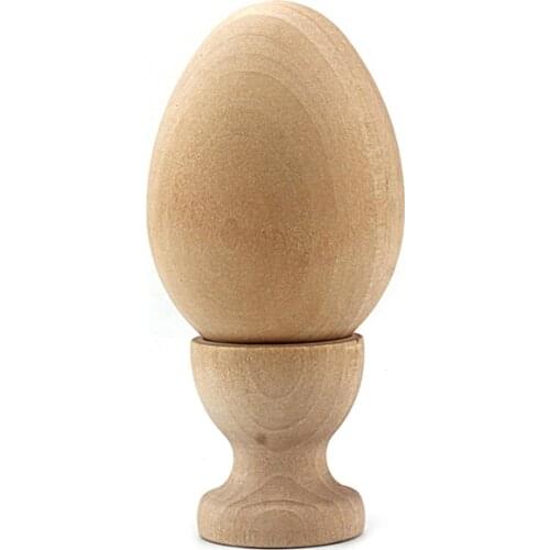 Montessori Wooden Egg and Cup 1:1 Simulation Wood Egg DIY Hand Painted Doodle Easter Egg Play House Pretend Play Toys Children