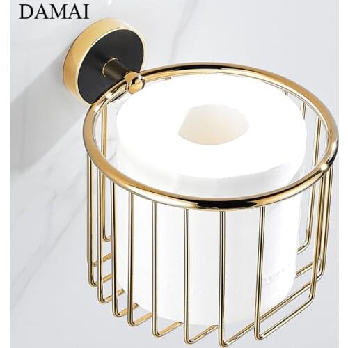 Golden Stroke Toilet Paper Holder Simple Hollowing Decorative Punch-free Paper Towel Holders Bathroom Decoration Accessories