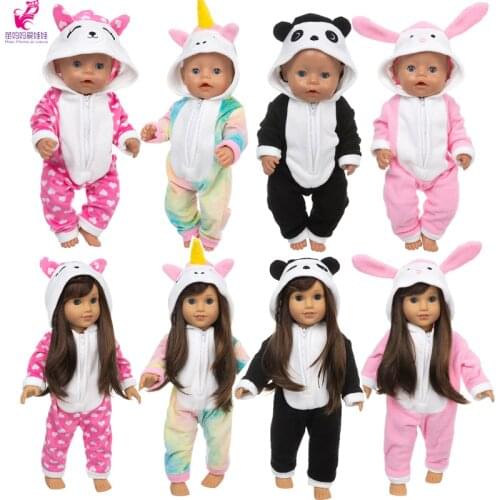 Born baby doll clothes unicorn pajama set 40cm Nenuco Ropa y su Hermanita 18 inch girl doll clothes