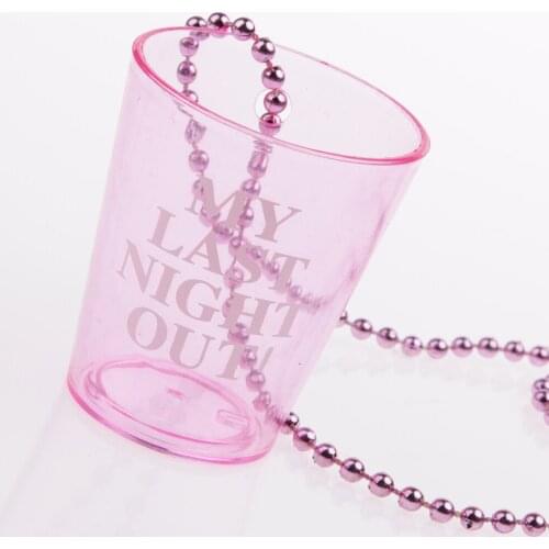 Girls Night Out Shot Plastic Cup On Bead Necklace Hen Stag Night Party Gift