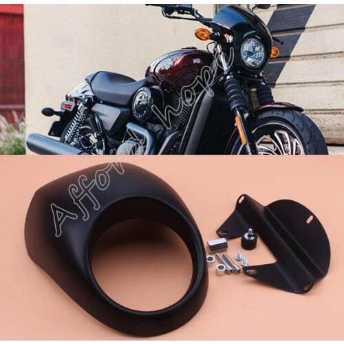 For Harley Sportster Dyna FX/XL Headlight Fairing Mask With Hardware Front Fly Screen Racer Cowl Flyscreen Visor Matte Black