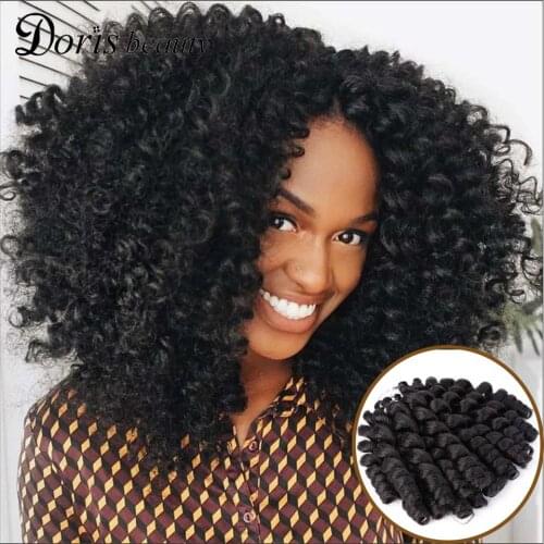 Doris beauty Ombre Braiding Hair Jumpy Wand Curl Crochet Braids Jamaican Bounce 8inch Synthetic Crochet Hair Extension for Women