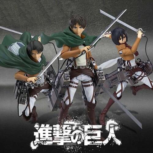 Attack On Titan Figures #213 Levi Ackerman #207 Eren Yeager #203 Mikasa Ackerman PVC Action Figure Anime Model Toys Dolls