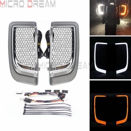 Chrome Left & Right LED Fairing Lower Grills Light For Harley Touring Street Electra Glide Tri Glide FLHTKSE CVO Limited FLHTCU