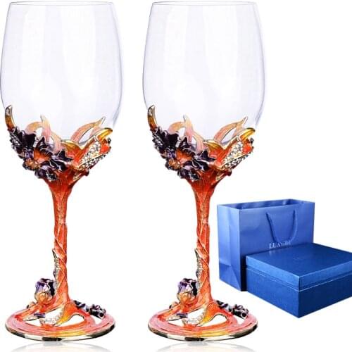 Exquisite carved flower crystal glass wine cup Beautiful wine glass goblet home decoration cup