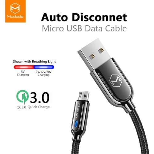 Mcdodo Micro USB Cable 3A Fast Charging Auto Disconnec For Samsung S7 Xiaomi Redmi Note 5 Pro Tablet Android Phone Charger Cord