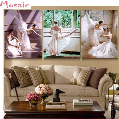 Multi-picture 5D DIY Diamond Painting Triptych 3 pcs Diamond embroidery Ballet Girl Diamond Mosaic Handmade wall decor
