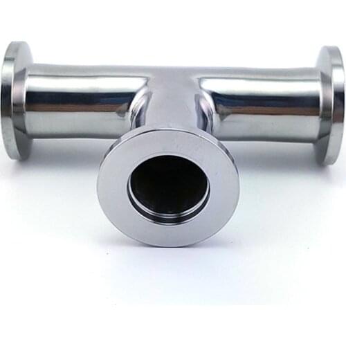 KF16 (NW16) Equal Tee 3-way T type Flange Adapter Flange Vacuum Tri Clamp Tee Tube Sanitary Tee Ferrule Pipe Stainless Steel 304
