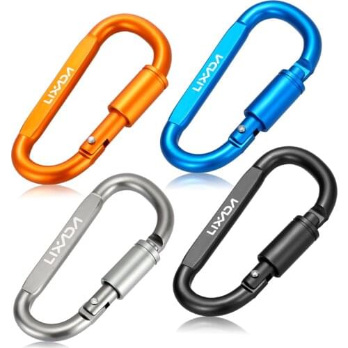 Lixada D-ring Carabiner Aluminum Alloy Key Chain Clip Locking Screw Hanging Snap Hook Buckle Climbing Carabine Camping Tools