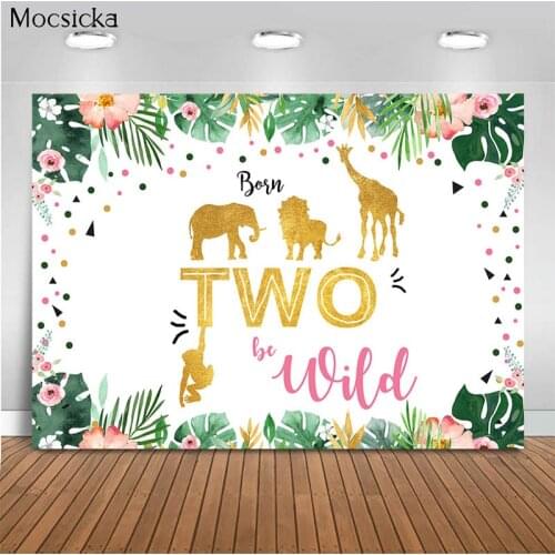 Mocsicka Birthday Party Background Jungle Wild Animals Decoration Style Baby Shower Photo Background Photography Banner
