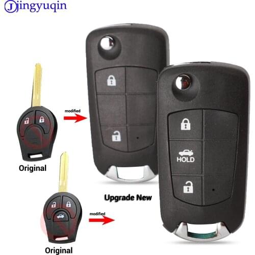 Jingyuqin 2/3 b Modified Remote Key Shell Case for NISSAN CWTWB1U761 Juke March Qashqai Sunny Sylphy Tiida X-Trail Folding Key
