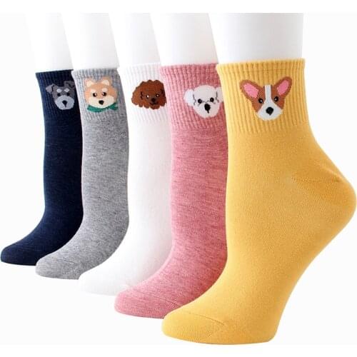 Fashion Harajuku Cute Pet Shiba Inu Crew Women Socks Kawaii Female Puppy Dog Animals Combed Cotton Socks For Gift Dropshipping