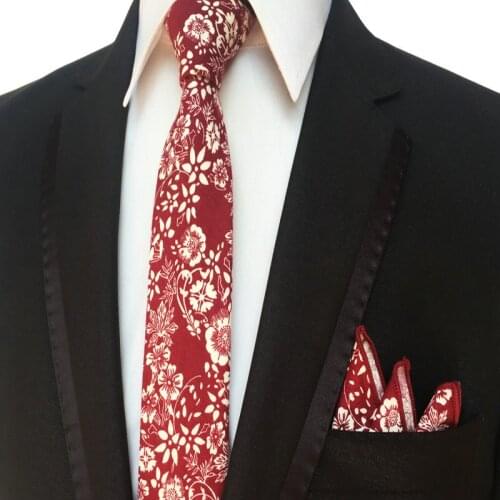 Men Jacquard Floral Flower Neck Tie Vintage Groom Wedding Party 6cm Paisley Skinny Necktie Pocket Square Handkerchief Hanky Set