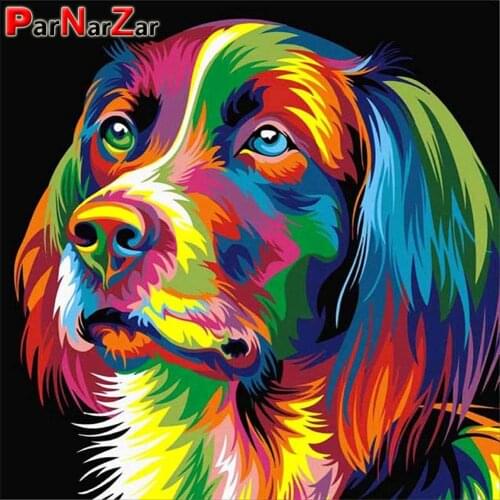 ParNarZar Colorful Dog DIY 5D Diamond Painting Kits Full Drill Crystal Rhinestone Embroidery Arts Craft for Home Wall Decor Gift
