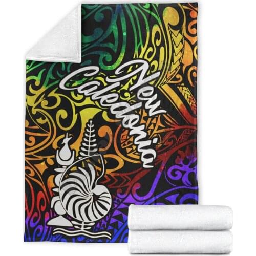 New Caladonia Premium Blanket Rainbow Polynesian Pattern 3D printed Wearable Blanket Adults/kids Fleece Blanket Sherpa Blanket